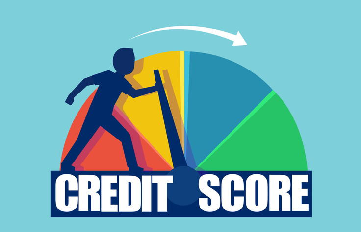 736x474 Credit Score Concept Vector Of A Businessman Pushing Scale