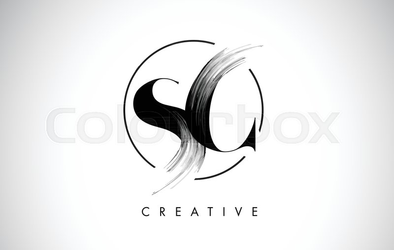 800x508 Sc Brush Stroke Letter Logo Design Stock Vector Colourbox