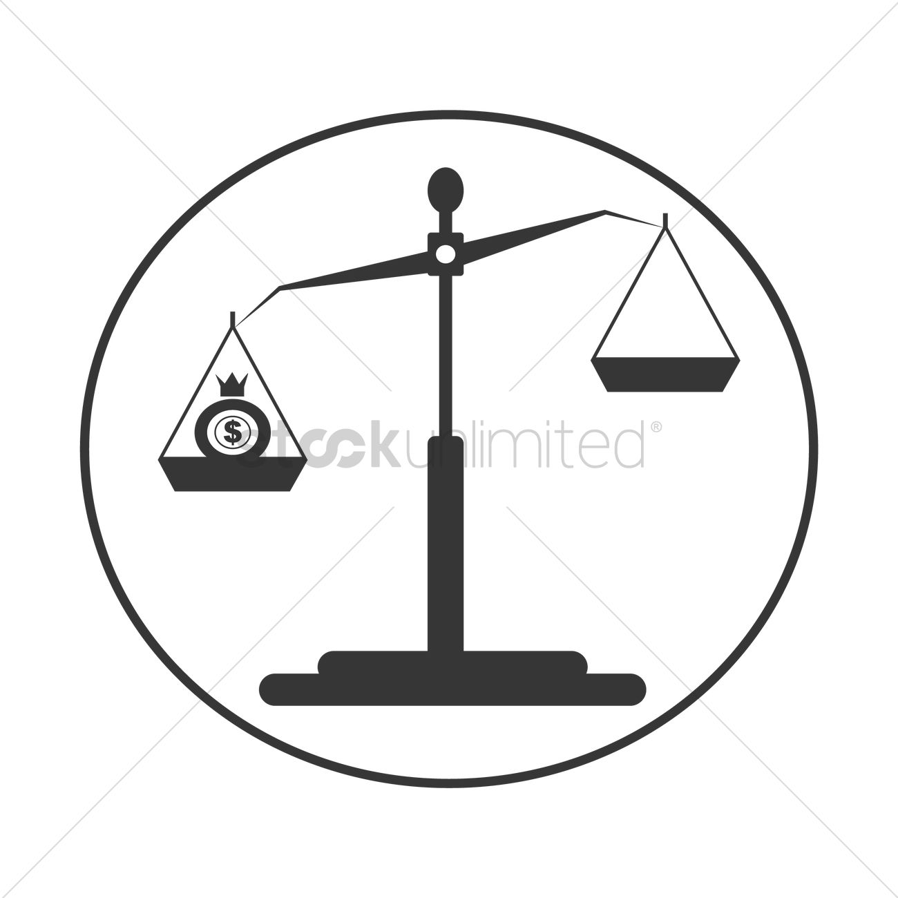 1300x1300 Money Bag On A Scale Vector Image