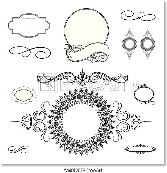 561x581 Free Art Print Of Vector Swirl Ornament And Frame Set Vector