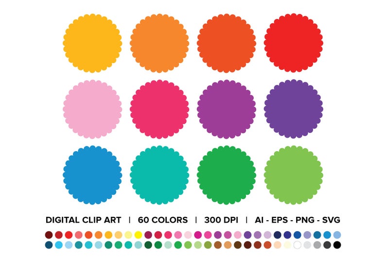 794x530 Scallop Frame Clip Art Png Vector Round Solid Color Etsy