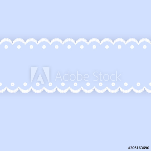 500x500 Blue And White Scalloped Lacy Edge Embroidery Ribbon, Seamless