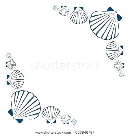 450x470 Scallop Picture Frame Seashell Vector Illustration Marine