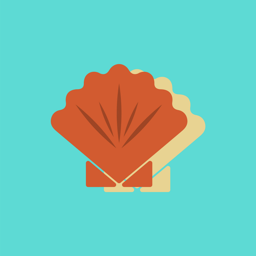 1000x1000 Scallop Sea Shell Sketch Style Realistic Vector