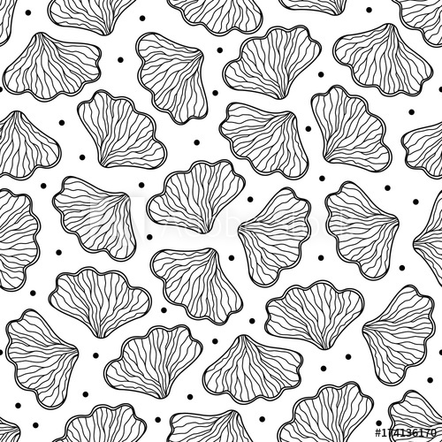 500x500 Abstract Seashell Seamless Pattern Scallop, Vector Illustration