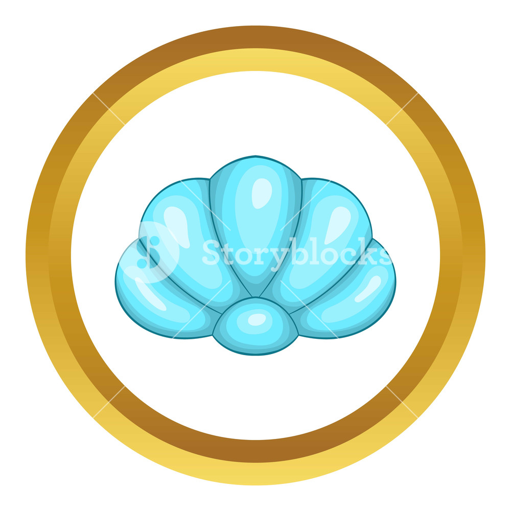 1000x1000 Scallop Seashell Vector Icon In Golden Circle, Cartoon Style