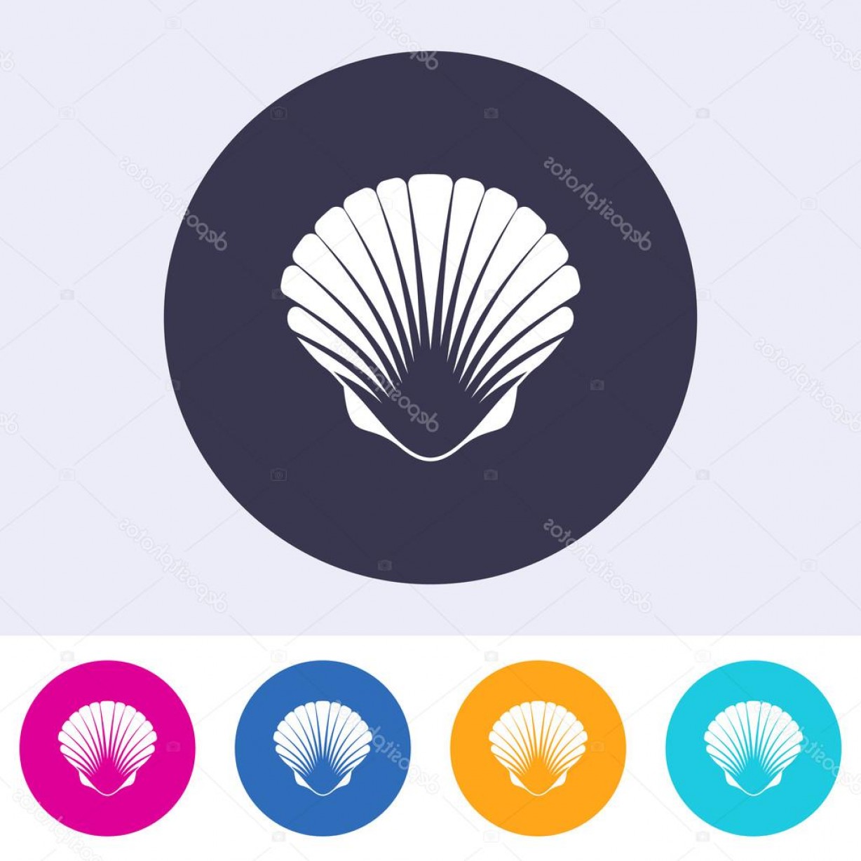 1228x1228 Stock Illustration Vector Scallop Seashell Icon Soidergi