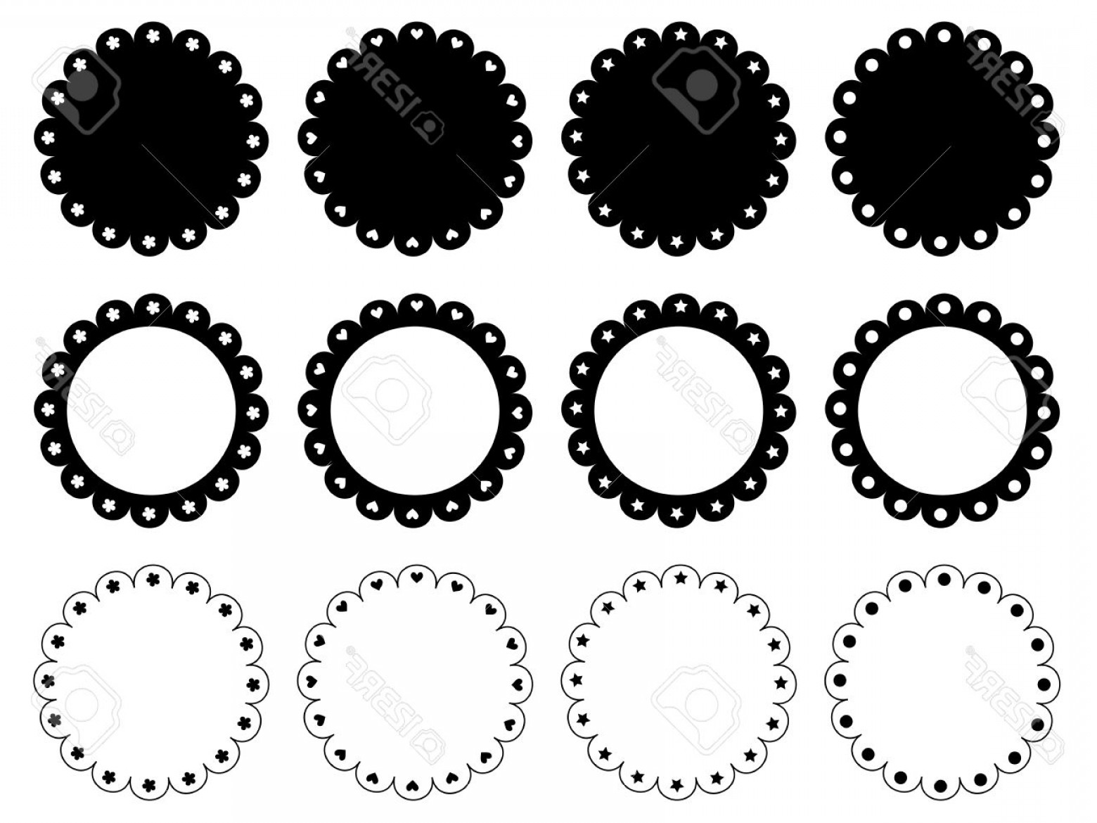 1560x1170 Photostock Vector Scalloped Edge Circle Frame Set Soidergi