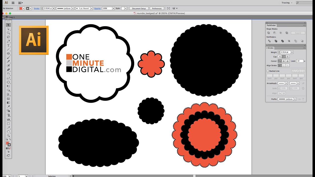 1280x720 Make A Round Scalloped Edge Circle In Illustrator