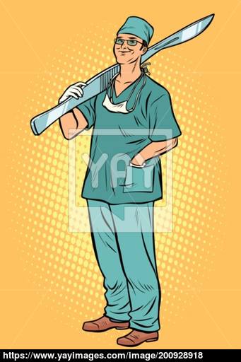 341x512 Male Surgeon With Scalpel Vector