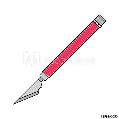 500x500 White Background With Colored Crayon Silhouette Of Scalpel Vector