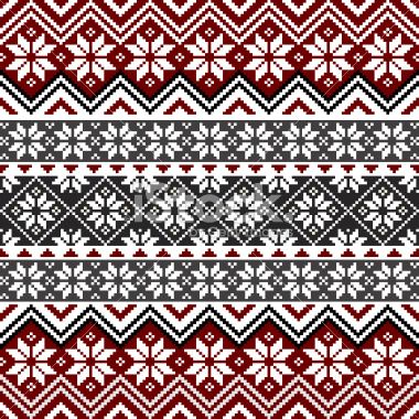 380x380 Nordic Traditional Pattern With Snowflakes, White, Grey And Red