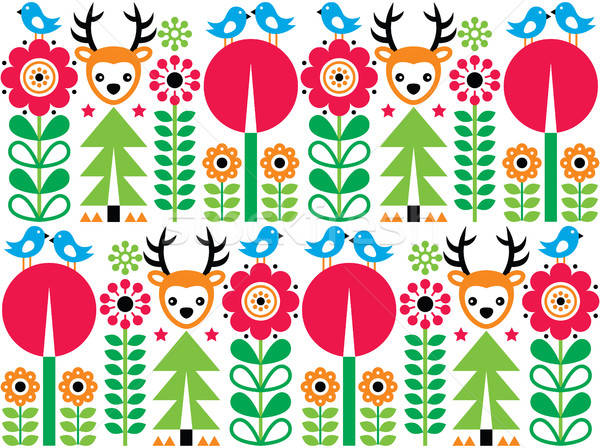600x448 Scandinavian Pattern, Seamless Folk Art Pattern, Children