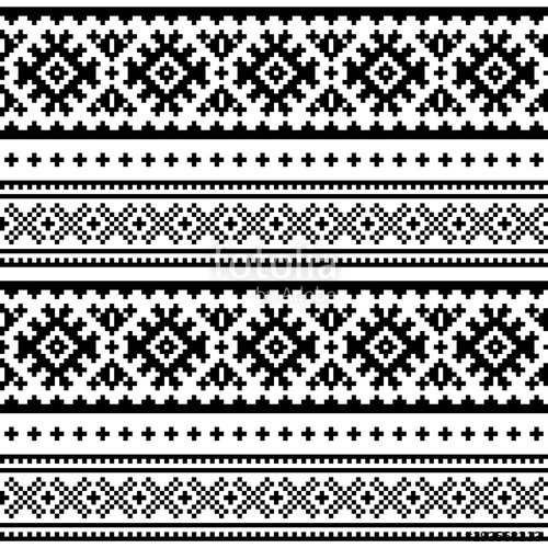 500x500 Seamless Folk Art Pattern, Lapland Traditional Design, Sami Vector