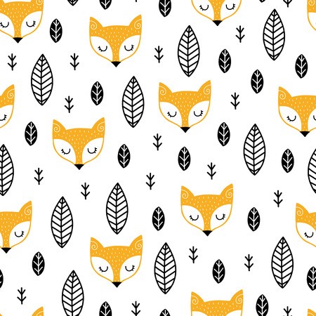 450x450 Seamless Scandinavian Pattern Vector Kids Background With Fox