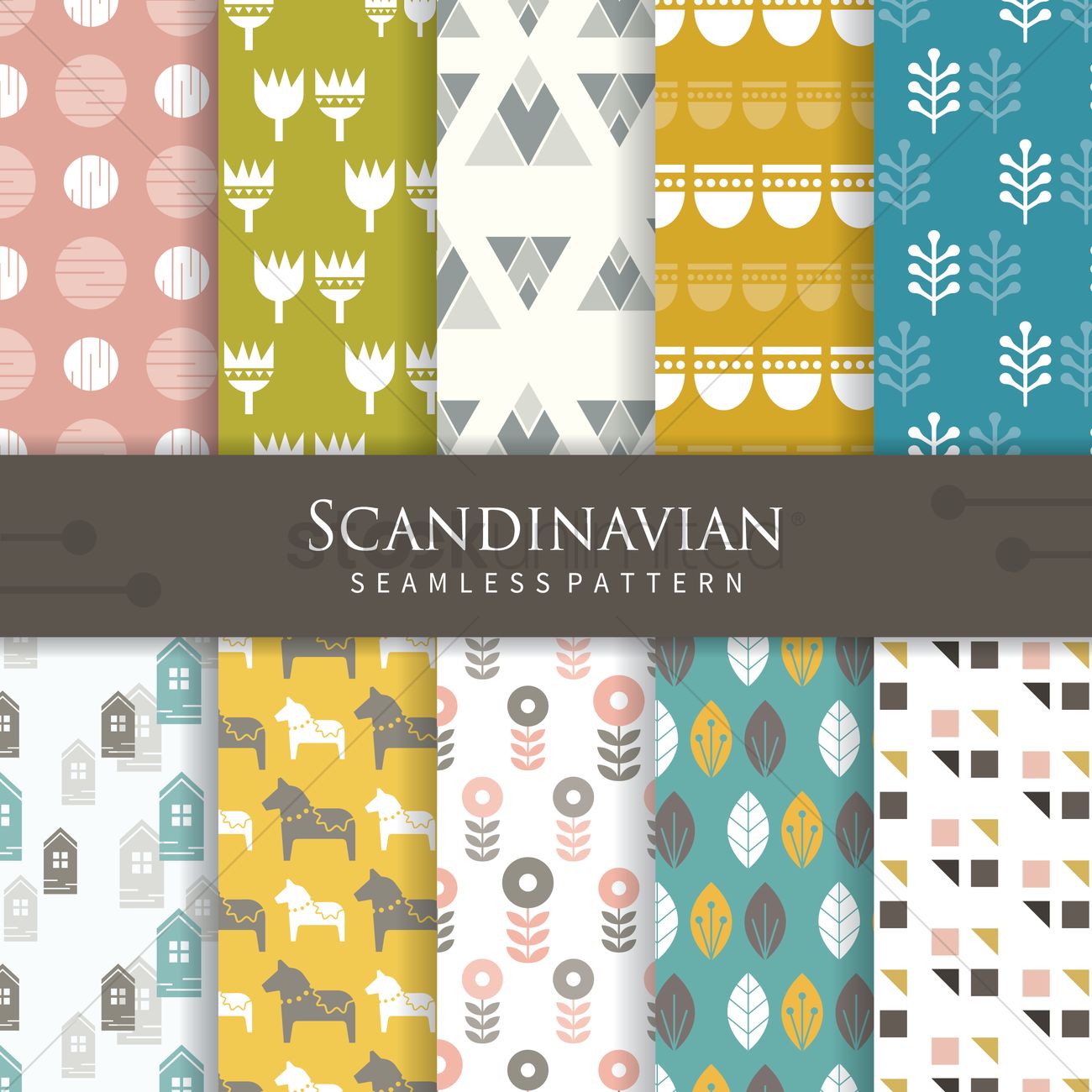 1300x1300 Set Of Scandinavian Pattern Icons Vector Image