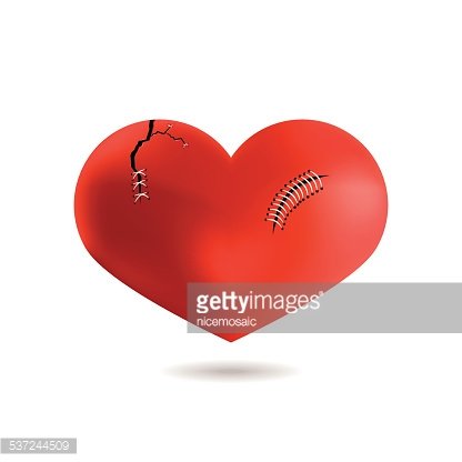 416x416 Red Heart With Scar, Isolated On White Background, Vector Premium