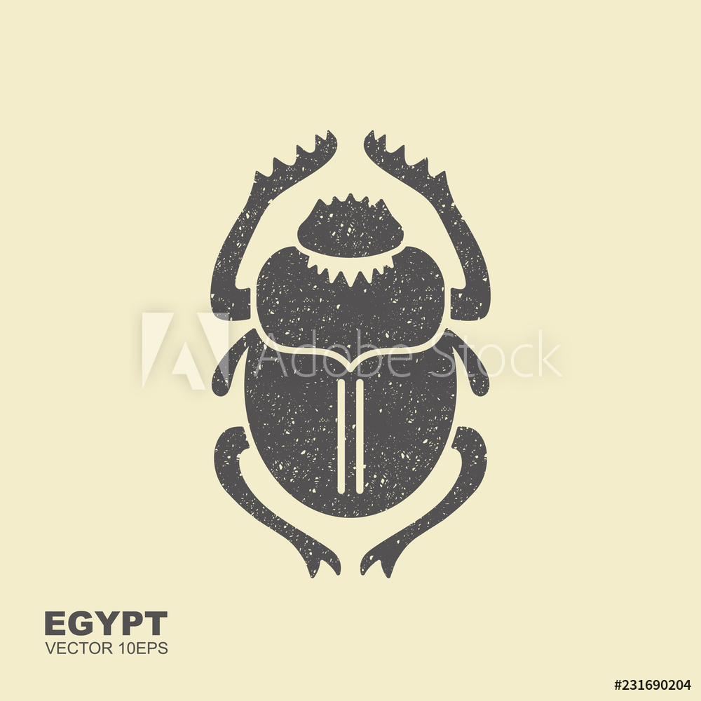 1000x1000 Photo Art Print Vector Scarab Beetle Ancient Egypt Flat Icon