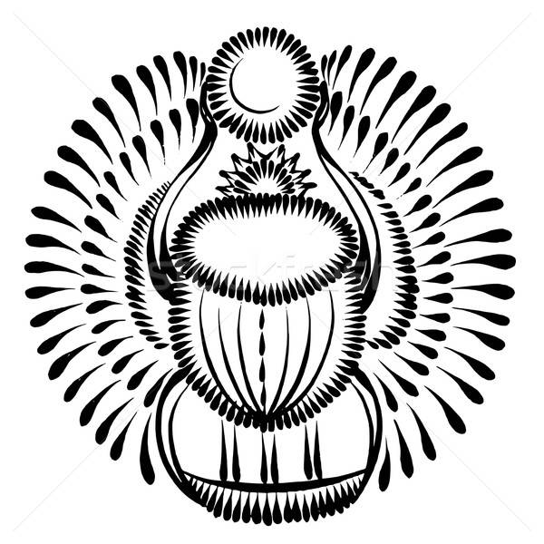 600x600 Decorative Silhouette Scarab Beetle Egypt Vector Illustration