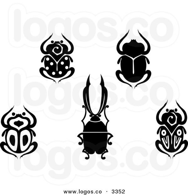 600x620 Royalty Free Vector Of Black And White Scarab Beetle Logos Artsy