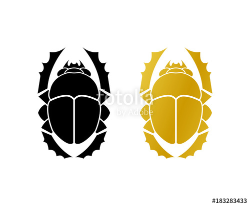 500x413 Black And Gold Animal Scarab Beetle Mesir Symbol Logo Stock Image