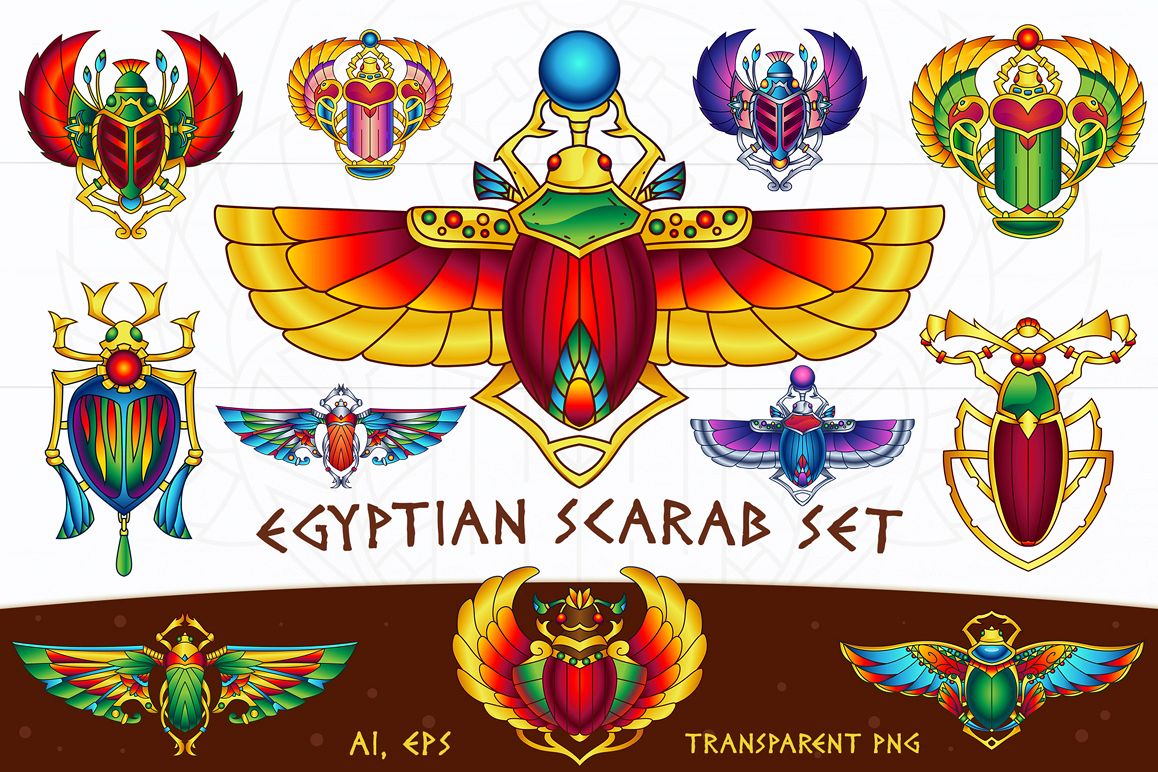 1158x772 Egyptian Vector Scarab Set
