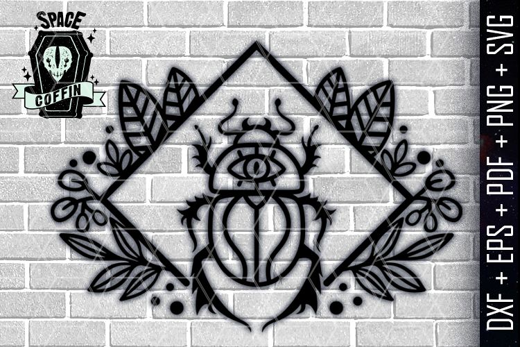 750x500 Scarab Beetle Wreath Vector Dxf Pdf Png