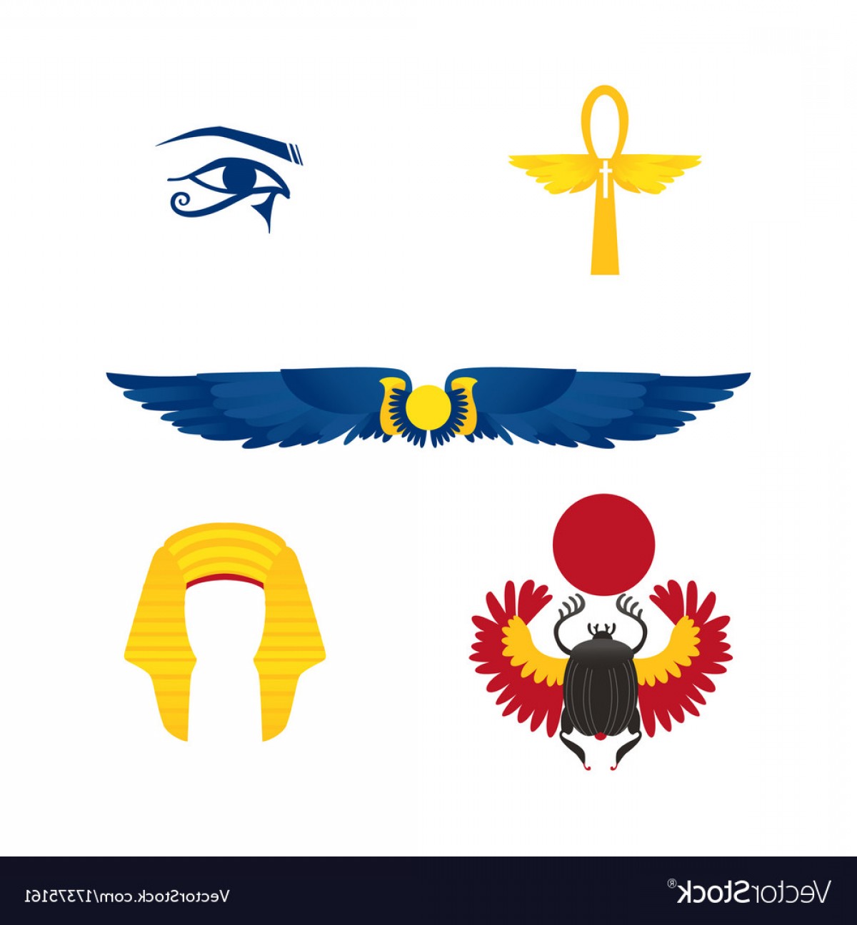 1200x1296 Egypt Symbols Winged Sun Ankh Crown Scarab Vector Createmepink