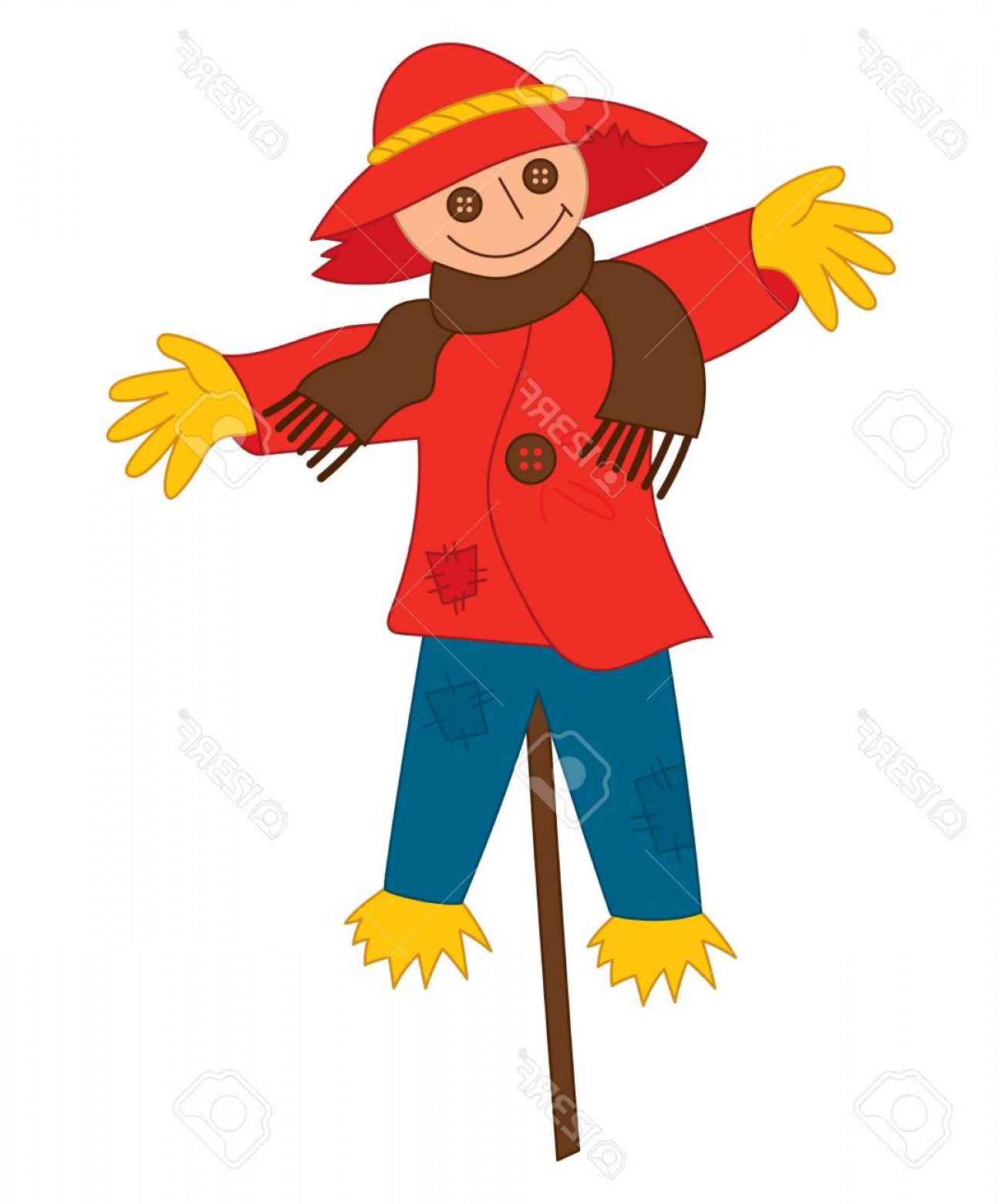 1299x1560 Photostock Vector Vector Cartoon Funny Scarecrow On Stick Vector