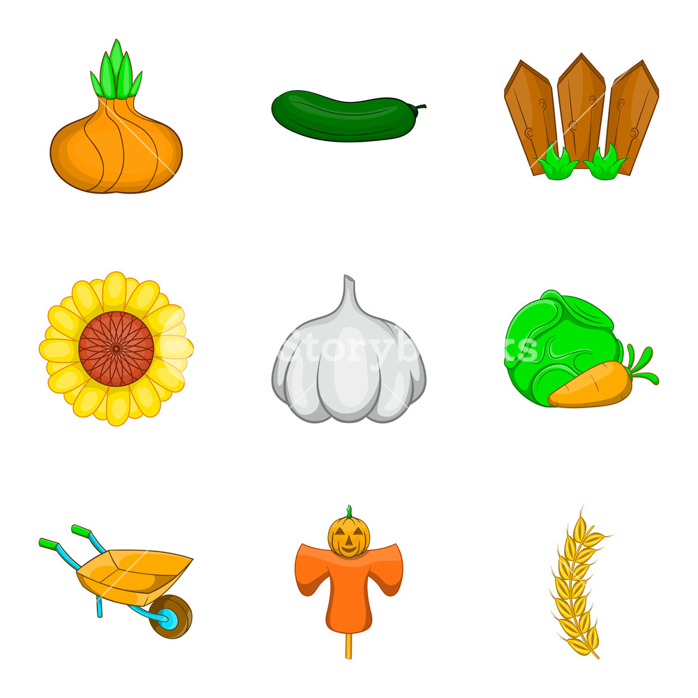 1000x1000 Scarecrow Icons Set Cartoon Set Of Scarecrow Vector Icons