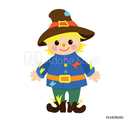 500x479 Cartoon Happy Scarecrow Vector Illustration Isolated On White