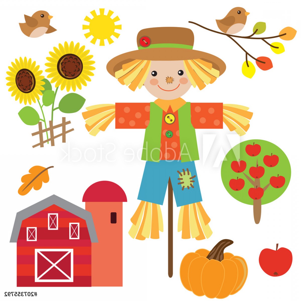 1200x1200 Cute Scarecrow Vector Cartoon Illustration F Soidergi