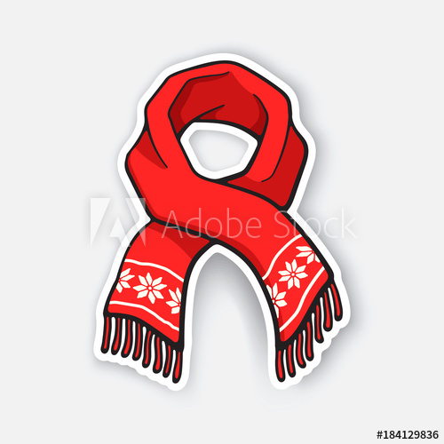 500x500 Vector Illustration Red Winter Scarf With Snowflake Pattern