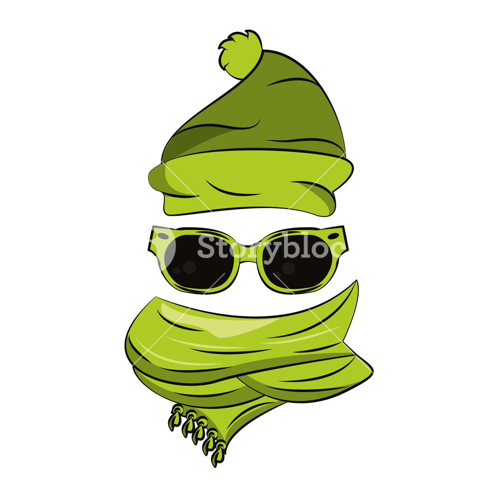 1000x1000 Winter Hat Sunglasses And Scarf Vector Illustration Graphic Design