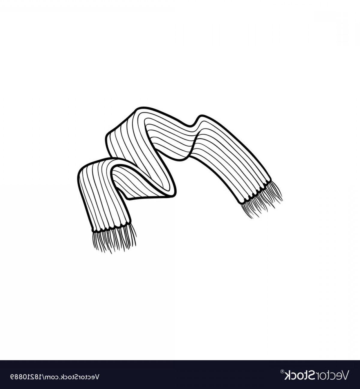 1200x1296 Black And White Drawing Of Knitted Wool Scarf Vector Cultracing