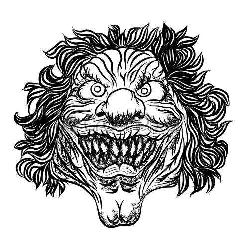 Scary Clown Head Concept Of Circus Horror Film Character Laughing 500x500 Scary Clown Head Concept Of Circus Horror Film Character Laughing