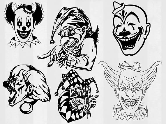 Scary Clown Clown Clipart Dxf Killer Etsy 570x428 Scary Clown Clown Clipart Dxf Killer Etsy