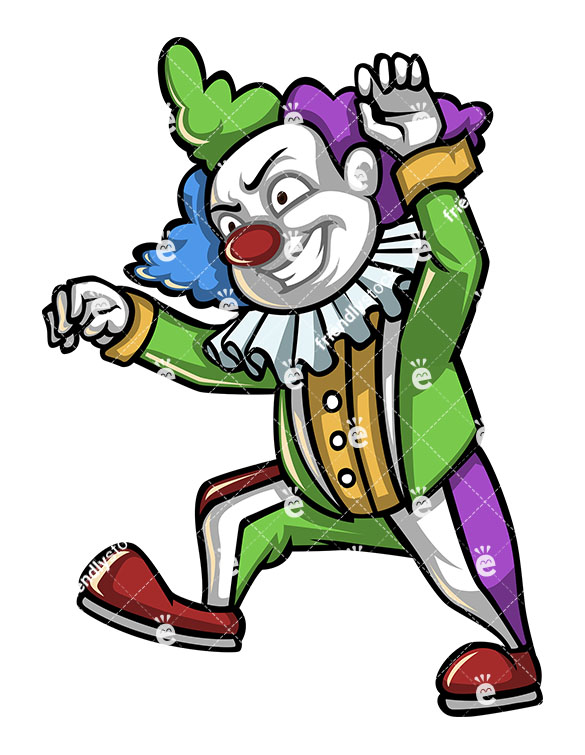 Scary Clown Walking Like A Zombie Stock Vector Clipart 585x755 Scary Clown Walking Like A Zombie Stock Vector Clipart