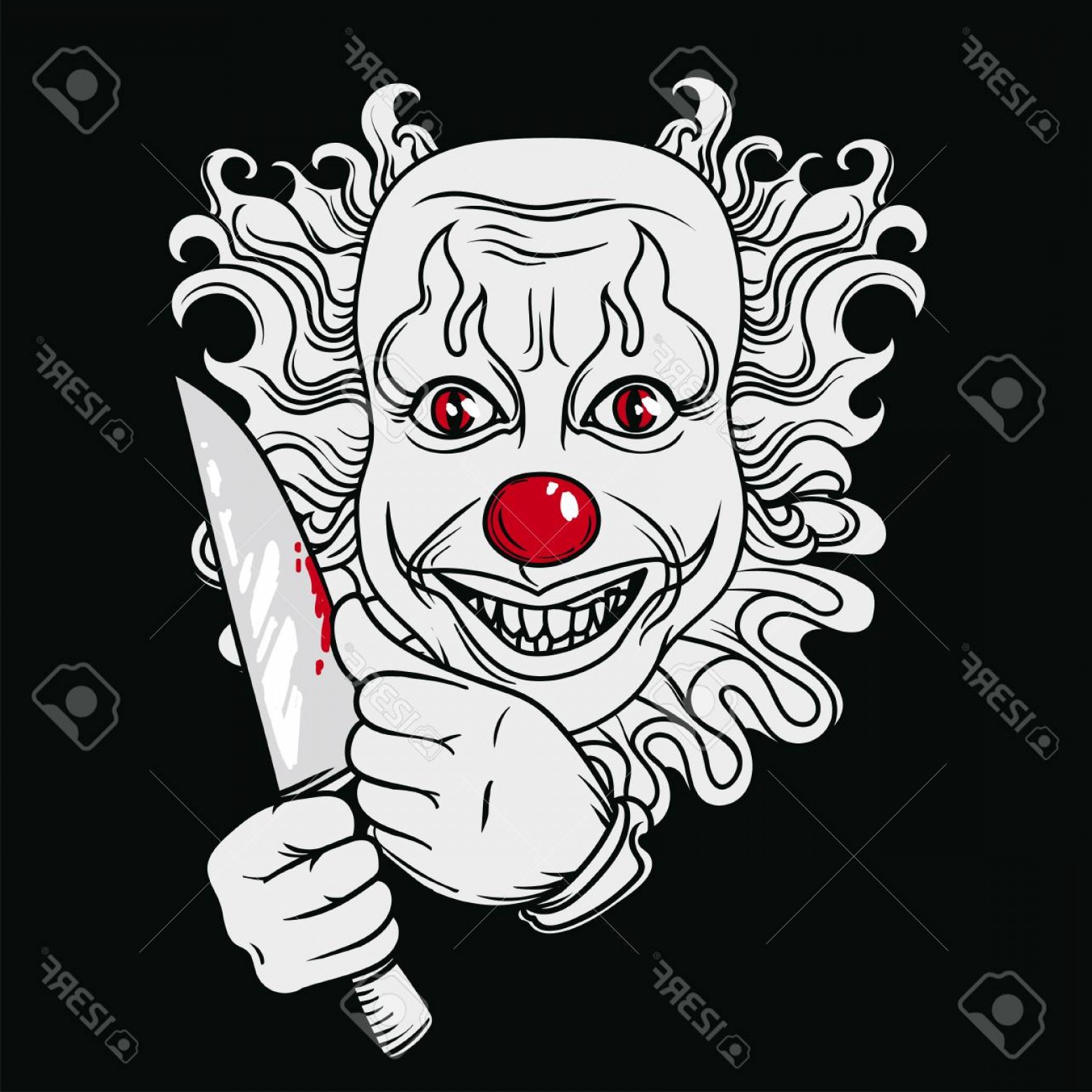 Creepy Clown Vector Geekshirts 1560x1560 Creepy Clown Vector Geekshirts