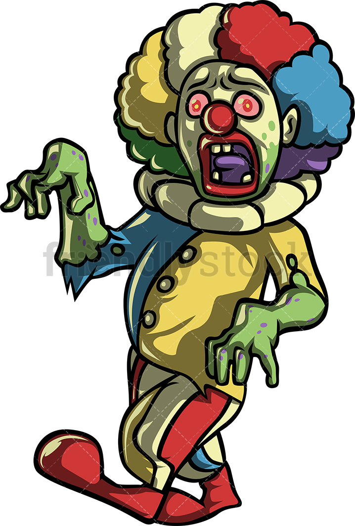 Creepy Scary Clown Zombie Cartoon Clipart Vector 718x1064 Creepy Scary Clown Zombie Cartoon Clipart Vector