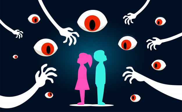 626x386 The Children With Scary Eyes Watching Them Vector Premium Download