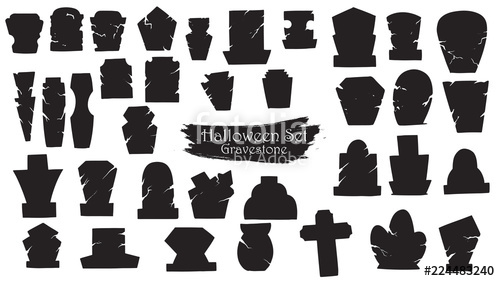 500x281 Spooky Gravestone Cemetery Silhouette Collection Of Halloween
