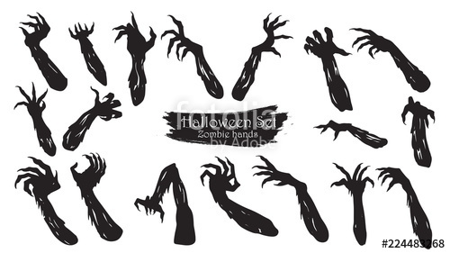 500x281 Spooky Zombie Hands Silhouette Collection Of Halloween Vector