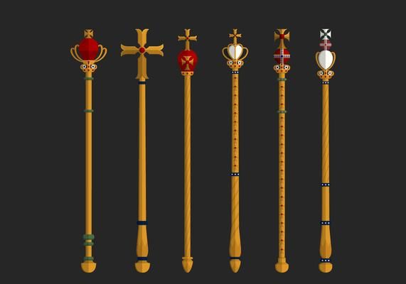 571x400 Set Of Golden Sceptre Vector Elements Infinities Rising Vector