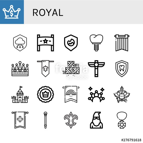 500x500 Set Of Royal Icons Such As Crown, Shield, Banner, Fleur De Lis