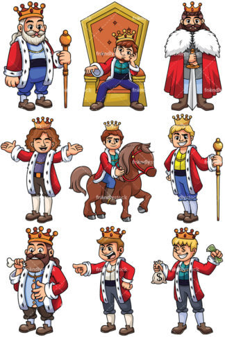 324x486 Young King Holding Scepter Vector Cartoon Clipart