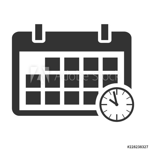 500x500 Calendar Schedule Flat Icon, Vector Design With Clock
