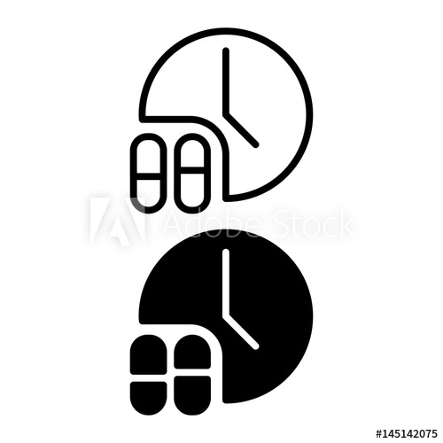 500x500 Medication Time Schedule Icon Vector Solid Logo Illustration