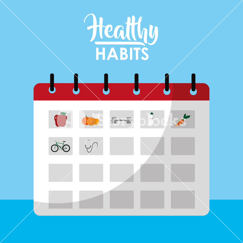 1000x1000 Healthy Habits Lifestyle Schedule Vector Illustration Graphic