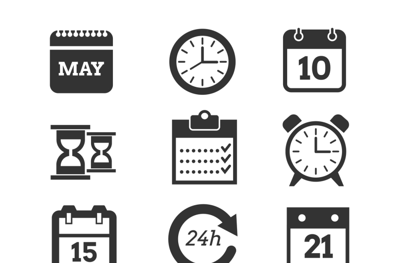 800x533 Time, Schedule Vector Icons Set